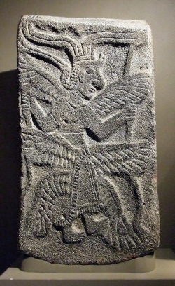 saraph 6-winged Hittite basalt 65x35cm Tel Halaf Iraq EJ1179 Walters Art Gallery Baltimore Md